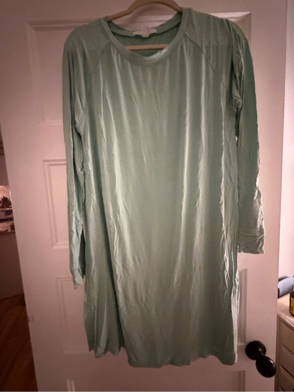 Light Mint Green Long Sleeve Tunic Dress
